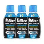 Buster Bathroom Drain Unblocker (Pack of 3 x 300ml) Fast-Acting Sink Unblocker Dissolves Hair, Sludge and Soap, Drain Cleaner Clears Blockages in Shower, Bath and Bathroom Sink Pipes - Made in UK