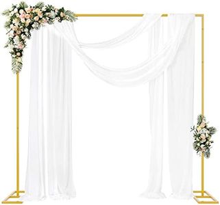 Fomcet 8FT x 8FT Backdrop Stand Heavy Duty with Base, Gold Portable Adjustable Pipe and Drape Backdrop Stand Kit, Square Metal Arch Party Frame for Wedding Birthday Parties Banquet Decorations