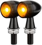 HAZAWA Mini Bullet LED Turn Signals for Motorcycle Mini Blinkers Small Front Rear Indicator Compatible with Harley Davidson Honda Triumph Cruiser Choppers Street Bike (Smoke-Amber)