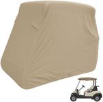 Formosa Covers | Deluxe 2 Seater Golf Cart Cover in Taupe, roof up to 58", Fits E Z GO, Club Car and Yamaha G Mode, Also fits Organic transit's ELF