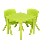 A406 Children Table and Chairs Set Study Desk for kids Study Table Toddler Chair Blue Red Pink Yellow Green Nursery Furniture (Table + 2 Chairs, Green)