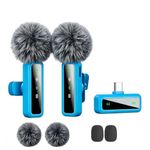 Wireless Lavalier Microphone for iPhone - iPad, Android Phone Computer, Mini Microphone for Live Streaming, Video Recording, Outdoor or Indoor Interviews, YouTube, TikTok, Vlog (Blue)