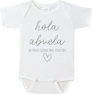 BIBIBLISSBABY Hola Abuela Baby Onesie,Spanish Pregnancy Announcement Outfit for Grandma to Be, Cute Infant Bodysuit Gift for Gender Reveal or Baby Shower (0-3 Months, Cloud)