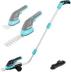DURATECH Cordless Hedge Trimmer, 3.6V 3-in-1 Handheld Electric Grass Trimmer & Hedge Shears with 50" Wheeled Extension Pole, USB Type-C Cable and Built-in Li-ion Battery, for Garden, Yard and Lawn