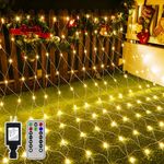 Ollny 9.8ft x 6.6ft 204 LEDs Net Mesh Fairy String Decorative Lights Tree-wrap with 8 modes for Wedding Christmas Outdoor Garden Home Decorations Warm White