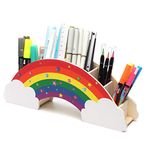 EXERZ Rainbow Pencil Holder + 50pcs Star Stickers - Desk Organiser/Desk Tidy/Crayon holder - Creative Decoration Caddy, Student Stationery, Makeup Storage