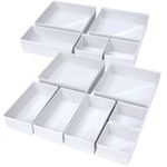 DIMJ Drawer Organizers Clothes Dresser Organizers - Drawer Divider Wardrobe Clothe Organizer Bra Organizer Foldable Underwear Organizer Multifunctional Drawers for Storage, Bra,Sock,Tie (12Pack-White)