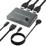 HDMI Switch 3 in 1 Out 8K@60Hz 4K120@Hz, HDMI Splitter with Wired Controller 3 Port HDMI Switcher Selector Support 3D HDR HDMI KVM Switch Compatible with PS5 Xbox Nintendo Switch Roku TV Fire