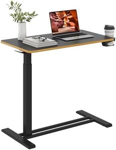 FitStand Medical Overbed Adjustable Bedside Table with Hidden Casters, Pneumatic Mobile Rolling Laptop Standing Desk with Tray for Home and Hospital Use, Black