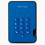 iStorage diskAshur2 HDD 1TB Blue - Secure portable hard drive - Password protected - Dust & water resistant - Hardware Encryption