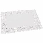 Belle Vous 100 Pack White Rectangle Lace Paper Doilies - 36.5 x 26cm / 14.37 x 10.24 inches - Tableware for Cake, Wedding Decoration Placemats and Packaging