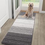 Grandaily Indoor Doormat, 20" x 59" Non-Slip Mud Trapper Absorbent Front Door Mats, Washable Striped Inside Entryway Mat, Low-Profile Welcome Mat Entrance Mat, Grey