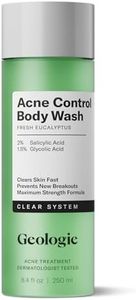 Geologie Acne Control Body Wash | Fresh Eucalyptus | 2% Salicylic Acid + 1.5% Glycolic Acid | Clears Body Acne & Prevents Breakouts | For Men & Women | No Benzoyl Peroxide | 8.4 oz