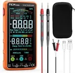 Digital Multimeter, FKM DC/AC Current Voltage Tester, TRMS 6000 Counts Voltmeter with Auto-Ranging & Rechargeable, Color LCD Multimeter Tester with NCV Temperature Resistance Continuity Battery