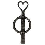 Cast Iron Door Knocker Heart Shaped Black Ring Front Door Knocker Doorbell Rustic Style Hand Door Knocker for Timber & UPVC Doors