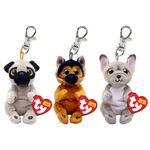 TY Beanie Bellies Key Clip Multipack 3 | Izzy Dog, Ace Dog, Wilfred Dog | Children Keyring, Cute & Comfort Keychain, Stuffed Toy Keyrings & Keychains