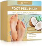 DERMORA Exfoliating Foot Peel Mask for baby soft feet, Dry, Cracked, Callus, Dead Skin Remover Coconut Scent, 2 Pack of Regular Size