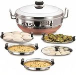 IM ENTERPRISE Stainless Steel Idli Cooker Multi Kadai Steamer with Copper Bottom All-in-One Big Size 5 Plate 2 Idli | 2 Dhokla | 1 Patra | Momo's | 28.5 cm Dia.