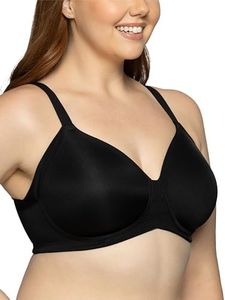 Vanity Fair Women's Beauty Back Bra with Extended Side & Back Smoothing, Full Figure Wirefree - Midnight Black, 44C