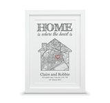 Personalised Housewarming Wall Print | New Home Map Gift (A4-30x21cm, Print & Standard Frame)