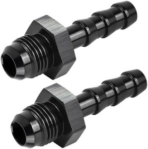 2 Pack 6AN Male Flare to 3/8" Hose Barb Straight Fitting Adapter, 6An to 3/8 Barb, 6 an Fuel Line Fittings, 6An fitting Connector Work for Fitting Fuel Line, Aluminum Black