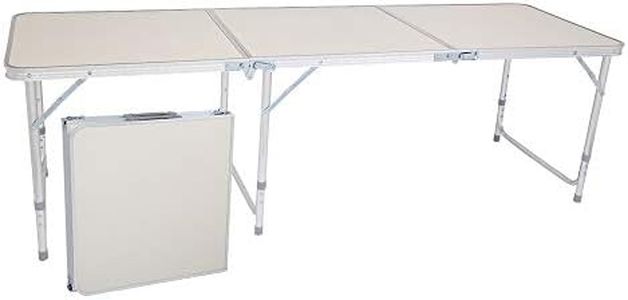 LEADZM Table de Camping Pliante Portative 180x60x70cm: Légère, Compacte et Antirouille, Idéale pour Pique-Niques et Barbecues en Plein Air
