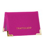 ONE BEST DEAL Soft Leather Travel Card Oyster Bus Pass Credit Card ID Rail Card Wallet Cover Case Holder Yellow Black Blue Green Red (Hot Pink)