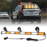 Xprite 35" White Amber High Intensity Traffic Advisor COB LED Emergency Warning Vehicle Strobe Light Bar for Truck Firefighter