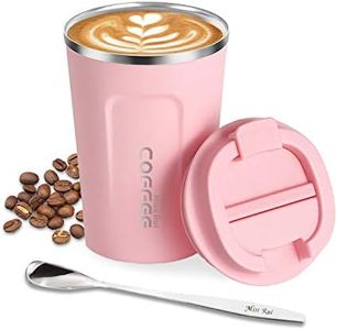 Miss Rui Coffee Cup Travel 380ml Reusable Coffee Mug Stainless Steel Insulated Tumbler with Leakproof Lid for Hot, Iced Drinks Pink