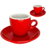 MY Obsession Espresso Cups Set, 2 Espresso Cups 56 ml - Extra Thick-Walled, Italian Design, Gift Packaging, Porcelain (2 Cups Red/White)