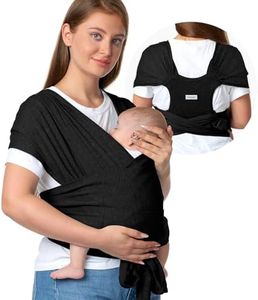 Momcozy Baby Tragetuch Neugeborene mit Schnalle, einfach zu tragenes Babytragetuch im T-Shirt-Design,für Babys 3,6-15,8kg, verstellbares Schnallen-System für Taillenumfang von 76,2-119,4cm, Schwarz