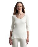 Jockey 2543 Women's Super Combed Cotton Rich Brushed Three Quarter Sleeve Thermal Top with StayWarm Technology_Off White_XL