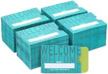 Stockroom Plus 500 Pack Hotel Key Card Envelopes, Key Sleeve for Residents, Room Card Envelope for Motel, Business, Bulk Printed Card Sleeves, Welcome Guests (Teal, 2.4x3.5 In)