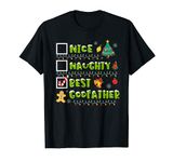 Mens Funny Nice, Naughty, Best Godfather Christmas Family T-Shirt