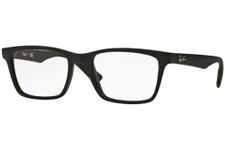 Ray-Ban RX7025 Square Prescription Eyeglass Frames, Matte Black/Demo Lens, 53 mm