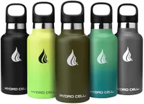 HYDRO CELL Stainless Steel Water Bottle w/Straw & Standard Mouth Lids - Keeps Liquids Hot or Cold with Double Wall Vacuum Insulated Sweat Proof Sport Design