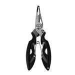 SKA Imported Fishing Plier Scissor Braid Line Lure Cutter Hook Remover Split Ring Tackle Black