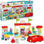 LEGO DUPLO Peppa Pig Supermarket 10434 Shop Toy with Car and 4 Figures Incl. Mummy, Daddy and George, Early Development Activity, Toddler Learning Toys for 2 Plus Year Old Girls, Boys & Preschool