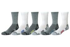 Amazon Essentials Men's Performance Cotton Cushioned Breathable Athletic Crew Sports Socks, 6 Pairs, Grey/White, 5-11