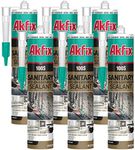 Akfix 100S RTV 100% Silicone Caulk Clear (6x10.1 fl.oz.) - Kitchen and Bathroom Applications, Waterproof & Low Odor Sealant for, Bathtub, Shower, Sink - Anti Shrink Caulking | Clear, 6 Pack