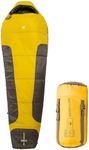 OEX Fathom EV 300 Sleeping Bag for Adults, Teens, Kids, 1 Person, 3 Season, Lightweight, Mummy, Warm, Indoor & Outdoor Use, Camping, Hiking, Backpacking, Travelling, Compression Bag, Yellow