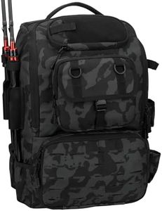 onedayHI Fishing Backpack with Rod Holders,40L Large Water-Resistant Fishing Tackle Bag with Cooler,Tackle Box Backpack,Black