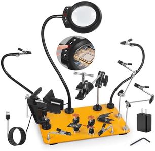 NOEVSBIG Helping Hands Soldering Station with 5X Magnifying Lamp, Magnetic Flexible Arms, 360° Soldering Clamps, Workbench Vise & Large Stable Base, and Helping Hands Clamp for Electronics Repair DIY