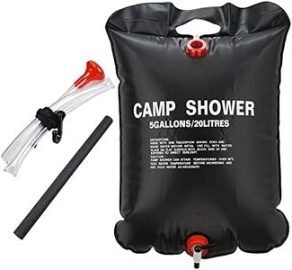 ARSUK Camping Shower 20L, Portable & Solar Heated Travel Shower Bag with 45°c Removable Hose 35.8 x 24.2 x 4 cm, 400 grams -Black