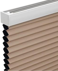 Changshade Cordless Blackout Cellular Shade, Honeycomb Shade with The Diameter of 1.5 inch Honeycombs, Room Darkening Pleated Window Shade for Bedroom, 29 inches Wide, Light Brown CEL29LB72C