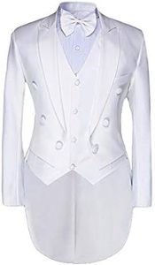 Men's luxury Casual Stylish Dress Suit Slim Fit Blazer Coats Jackets & Vest & Trousers, White, Large