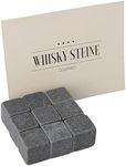 GOURMEO Natural Soapstone Reusable Ice Cubes, Whiskey, Cold Stones Set of 9 Pieces