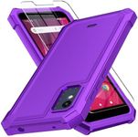 Muoktcm for BLU Studio Mini 2023 Case, with Screen Protector, Dual Layer Structure Protection, Shock-Absorbing Corners TPU Bumper, Heavy Duty Rugged Protective Phone (Purple)