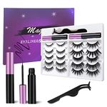 [10 Pairs] Magnetic Eyelashes and Eyeliner Kit, Reusable Magnetic Lashes with Eyeliner and Tweezers, 5D Natural Look False Eyelashes, No Glue Needed …