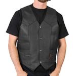 Hot Leathers Heavy Weight Cowhide Motorcycle Leather Vest (Black, XXXX-Large)
